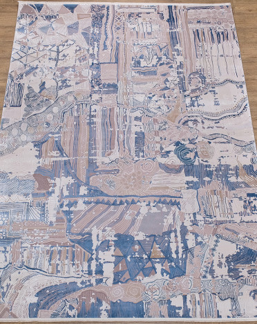 Ковер турецкий AS665 Elexus Olimpos (Бамбуковый шелк, бежевый, голубой)