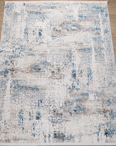 Ковер российский 27713-23318 Лакшери (PP Heatset Высокоплотный, голубой, кремовый)