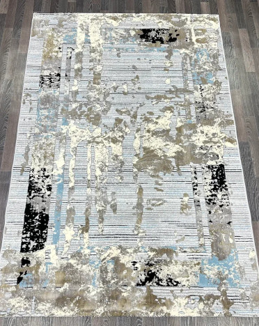 Ковер турецкий B034A SANANDAJ (Полиэстер хит-сет, бежевый, серый, голубой)