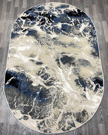 Ковер турецкий 40697A AURA (Акрил, бежевый, синий) овальный