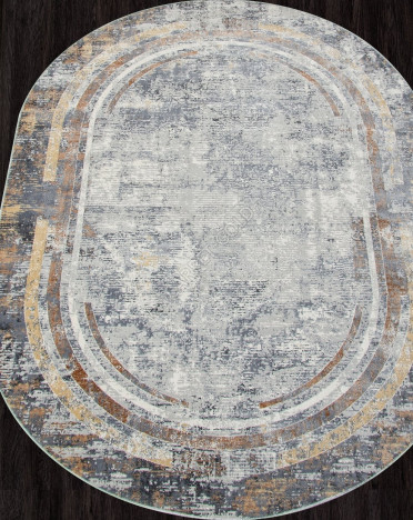 Ковер российский F258 ZUMMA (PP Heatset Высокоплотный, оранжевый, серый) овальный